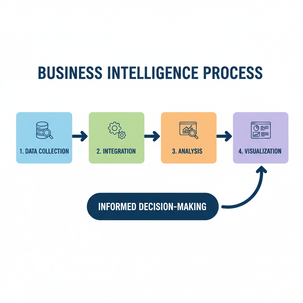 Flowchart illustrating the BI process steps